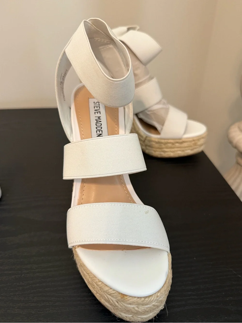 Steve Madden Off-White Espadrille Wedge Sandals